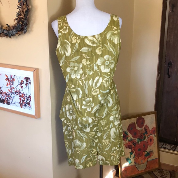 VINTAGE Ann Taylor Size Large 12 Hawaiian Tank Skirt Green 60’s Luau Vibe Cotton - Picture 5 of 16
